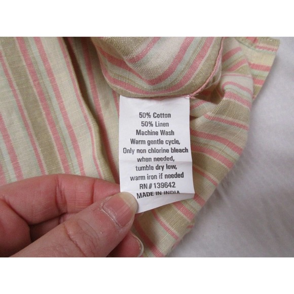 Mollusk California Top Medium M Women's Cotton Linen Blend Striped Button Down - Picture 5 of 9